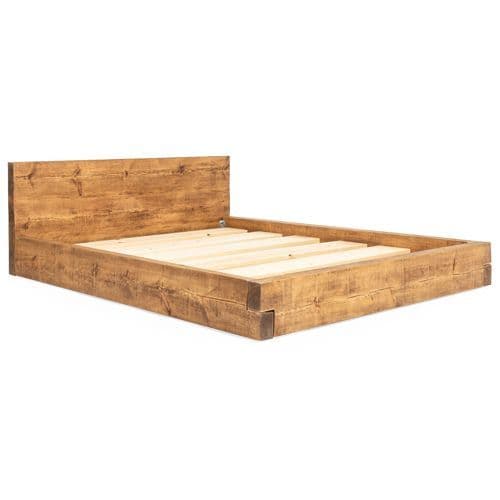 Pandon Solid Wood Bed Frame Rustic, Solid Wood Queen Bed Frame